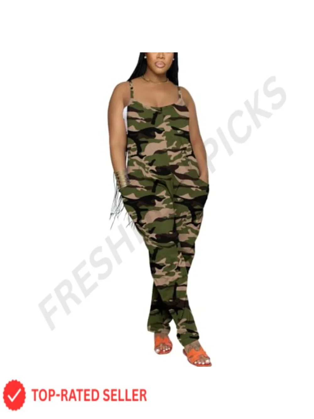 Womens Loose Strap Overalls Jumpsuit Sleeveless Romper with Pockets